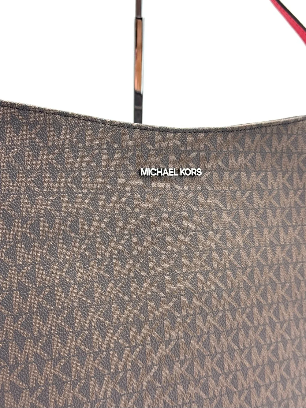Michael Kors Large Messenger Crossbody Bag Brown/Bright Red